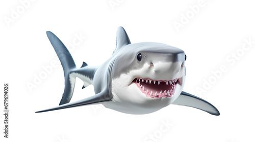 Great white shark isolated on a transparent white background  Generative AI