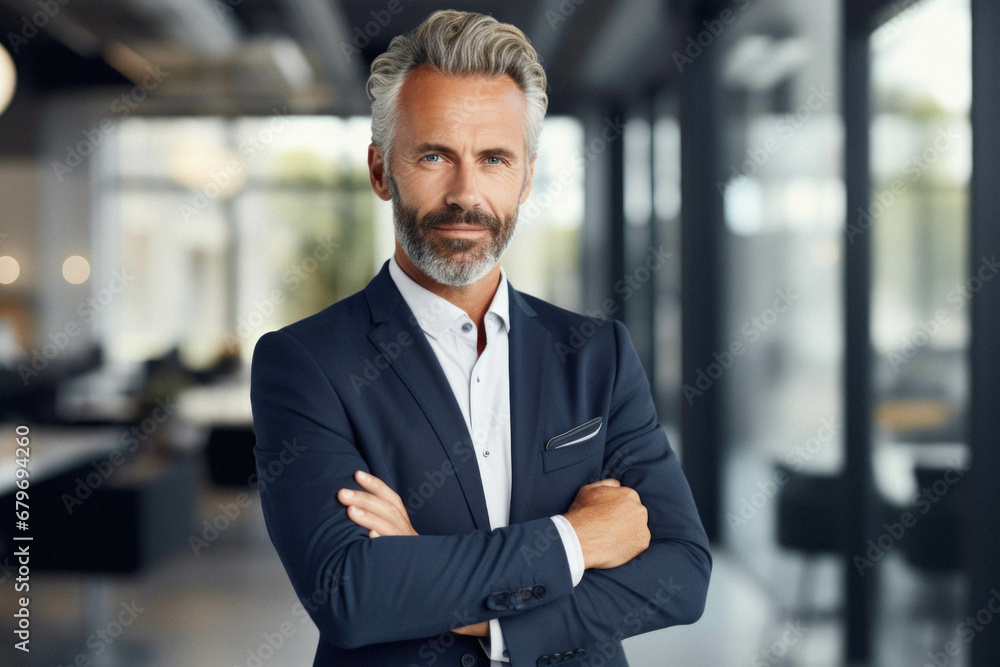 Portrait of mature businessman standing in office. Portrait of mature businessman standing in office.