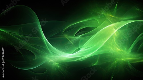  a computer generated image of a green wave of light on a black background, with a black back ground and a black back ground.