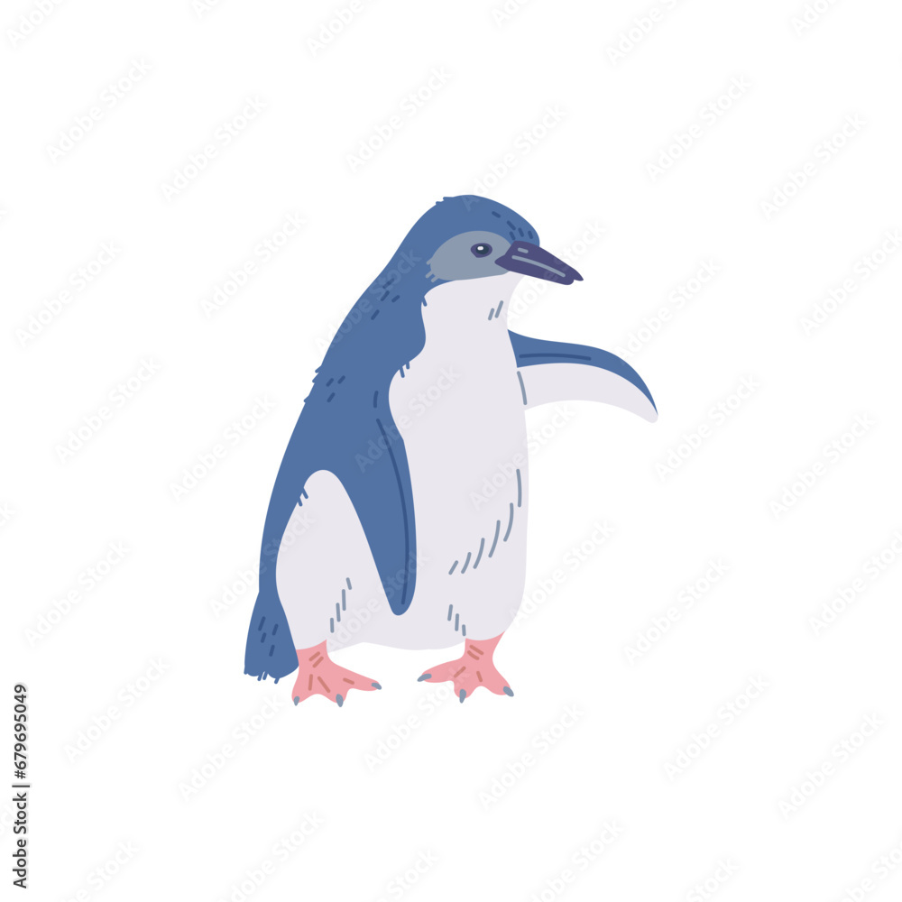 Naklejka premium Penguin icon, flightless seabirds of Antarctica, vector cartoon pole nature animal, arctic fauna wild mammal isolated