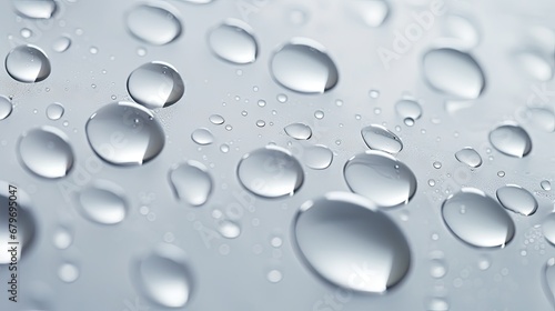  a close up view of water droplets on a glass surface with a blue sky in the background and a light blue sky in the background.