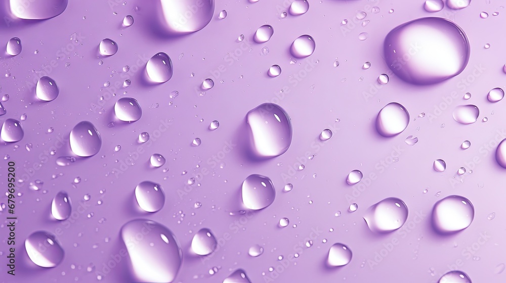 a close up of water droplets on a purple and purple background with a light reflection of the water on the surface. a close up of water droplets on a purple and purple background with a light reflection of the water on the surface.