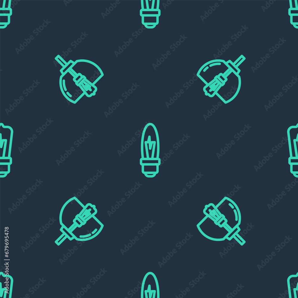 Set line Light bulb, Chandelier and on seamless pattern. Vector Set line Light bulb, Chandelier and on seamless pattern. Vector