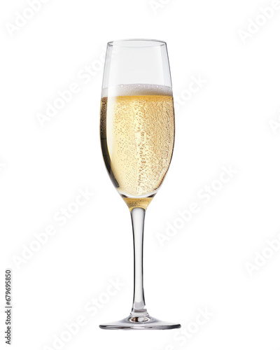 glass of champagne on transparent background. PNG file. AI generated photo