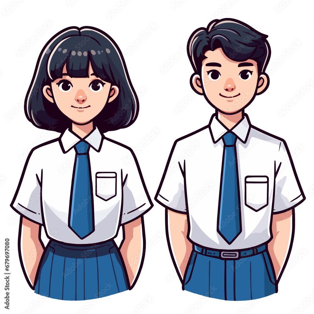 Junior High School Students Illustration