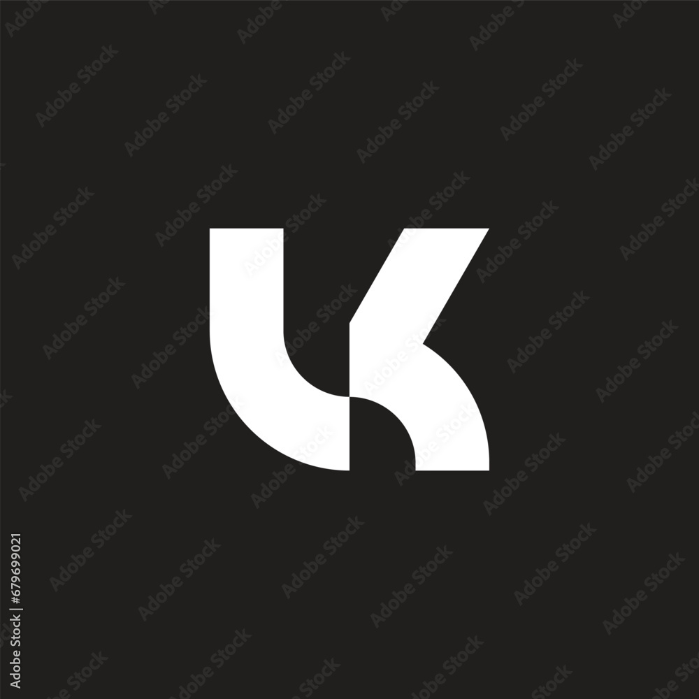 letter lk simple geometric linked logo vector letter lk simple geometric linked logo vector