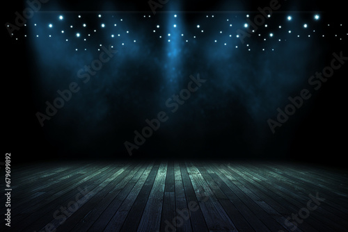Dramatic Empty Stage with Spotlight Beams Background