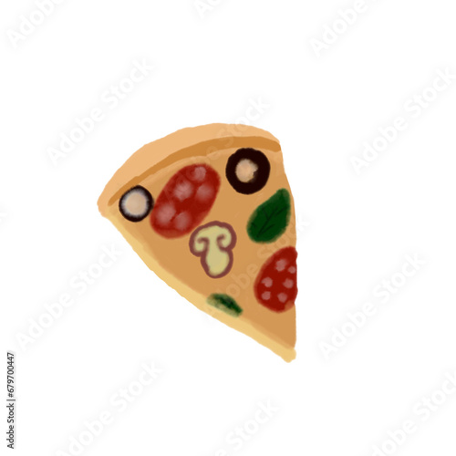 slice of pizza hand drawn 