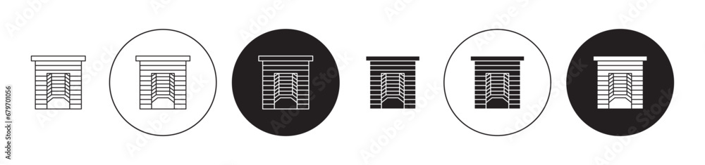Infrared heat cabin vector illustration set. Sauna icon in black color.