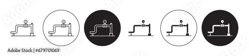 Gas pipe vector illustration set. Natural gas pipeline icon in black color.