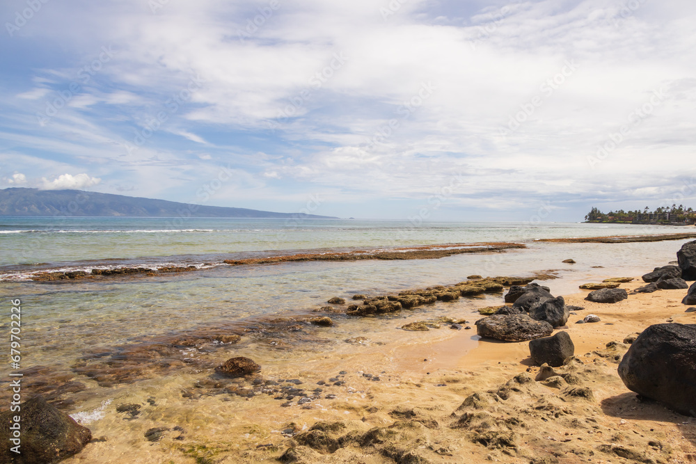 Volcanic rock on the beach in Maui, Hawaii