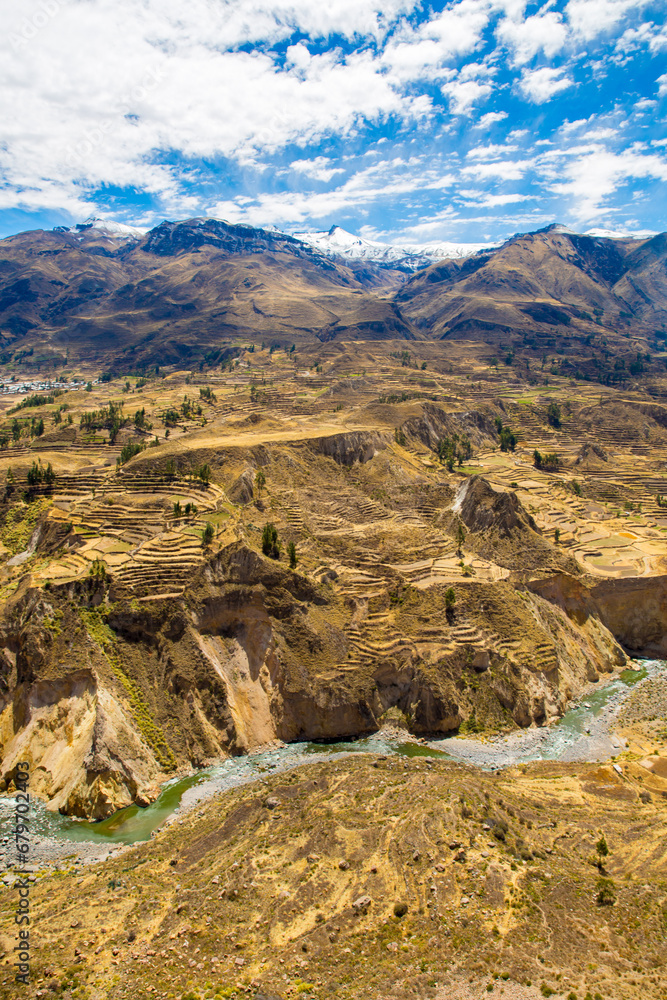 Colca Canyon, Peru,South America. Incas to build Farming terraces with Pond and Cliff.