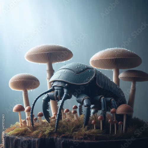 mushrooms and insect in the forest © Садыг Сеид-заде