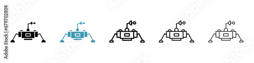 Moon lander line icon set. Space mars rover symbol for UI designs. photo