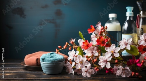 Set Cleaning Supplies Spring Flowers, HD, Background Wallpaper, Desktop Wallpaper