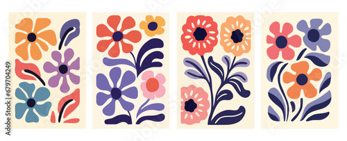 Set of abstract floral cards. Vector illustration. Can be used for wallpaper, pattern fills, web page background,surface textures.