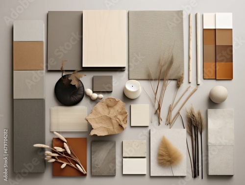 AI generated illustration of an interior architect-inspired material moodboard photo