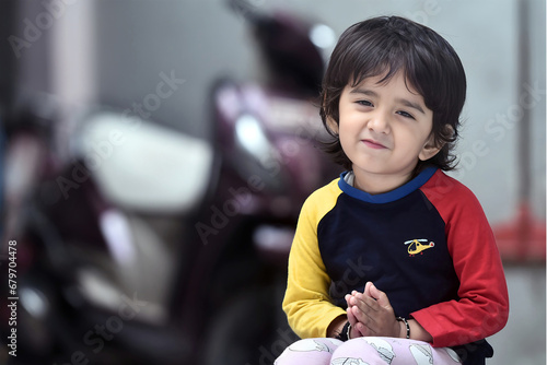 Close-up shot of a 3 years old adorable Indian baby girl