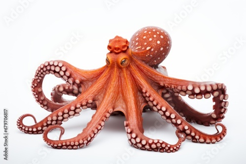 Magnificent and graceful octopus with long flowing tentacles isolated on a pristine white background