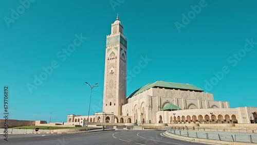 view of the famous Hassan II Mosque in casablanca, Morocco photo
