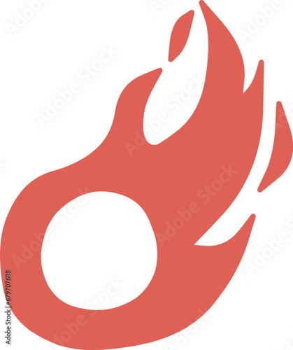 中心に数字や文字を入れられる丸いスペースがある火の玉のイラスト