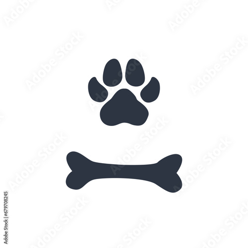 Dog paw print icon logo cartoon symbol character