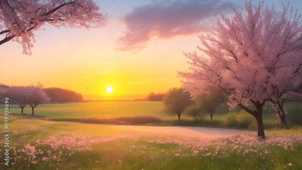 Fototapeta premium Sunset in spring