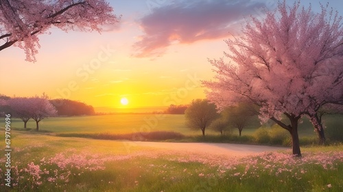 Sunset in spring