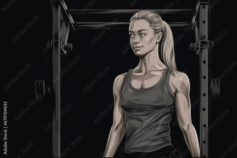 Obraz premium Strong Woman Empowering Her Body Through Intense Gym Workout Generative AI