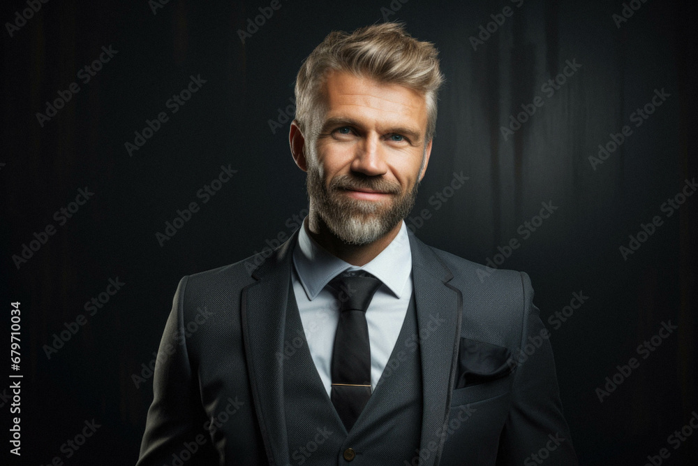 Portrait of a handsome bearded man in a suit. Portrait of a handsome bearded man in a suit.