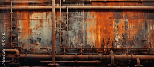 A Rusty Metal Tank with a Network of Pipes and Tubes Created With Generative AI Technology