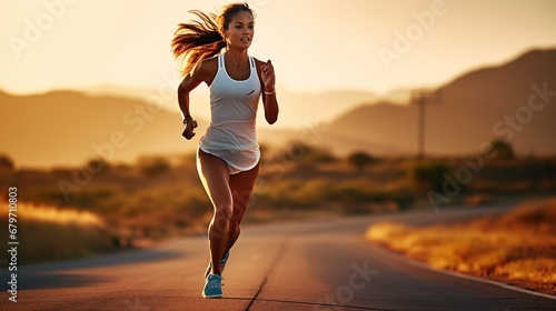 Female athlete in fitness wearing running clothes. © vie_art