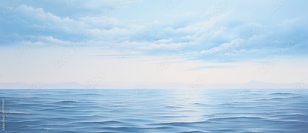 A Serene Reflection: A Captivating Painting of Water and Clouds
