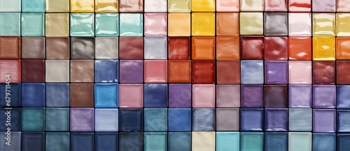 A Vibrant Mosaic of Multicolored Glass Tiles Shimmering in an Array of Colors