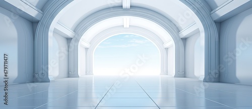 An Empty White Room with a Serene Sky in the Background