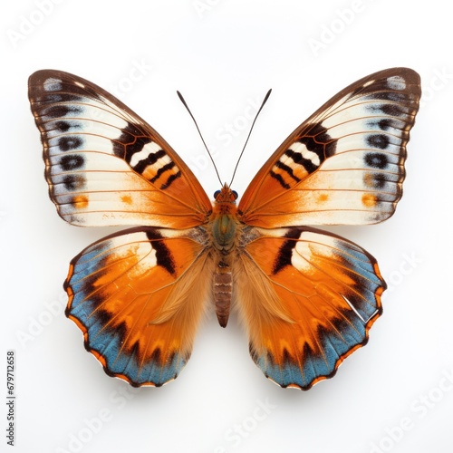 Belenois Calypso Butterfly Isolated on White Background. Stunning Macro Shot of a Beautiful Winged Summer Insect in Nature
