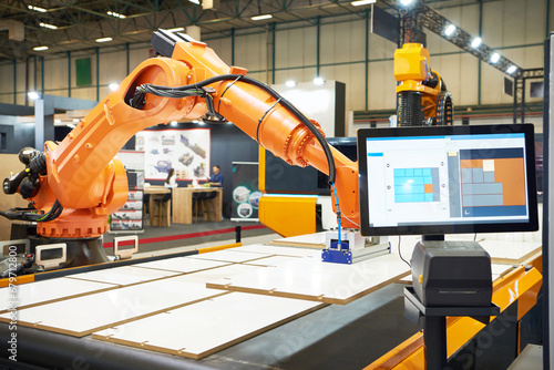 Photos Monitor of robot manipulator wood working machine