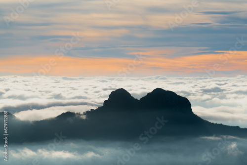Sunrise over the clouds, Italy landscape