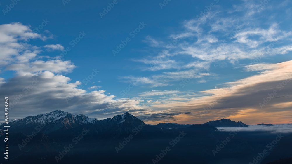 Sunrise over the Northern and Southern Grigna, Como's lake landscape
