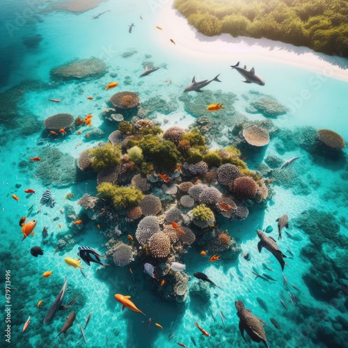 coral reef and sea underwater background © Садыг Сеид-заде