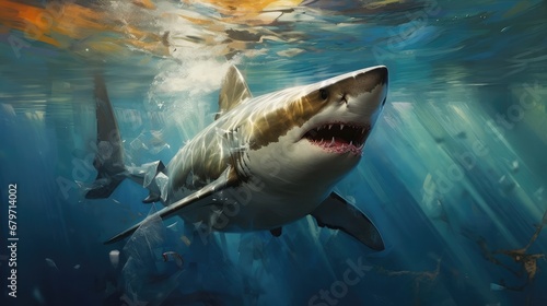 Generate a photography of shark in the sea © Thuch