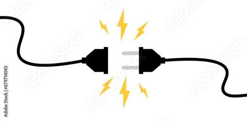 404 error not found connected and not connected concept plug and socket flat illustration