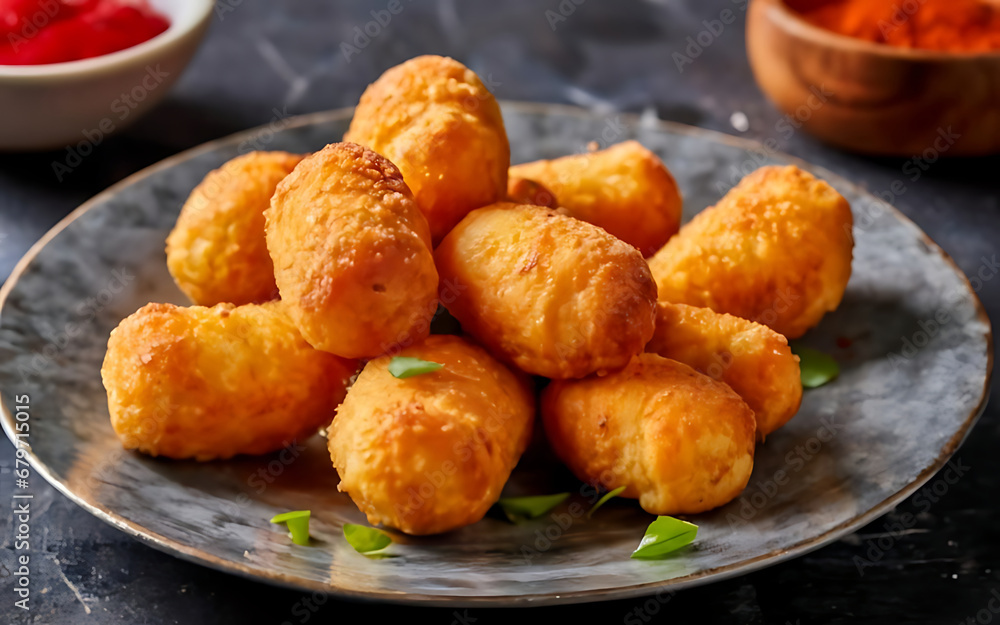Capture the essence of Croquetas in a mouthwatering food photography shot Generative AI Capture the essence of Croquetas in a mouthwatering food photography shot Generative AI