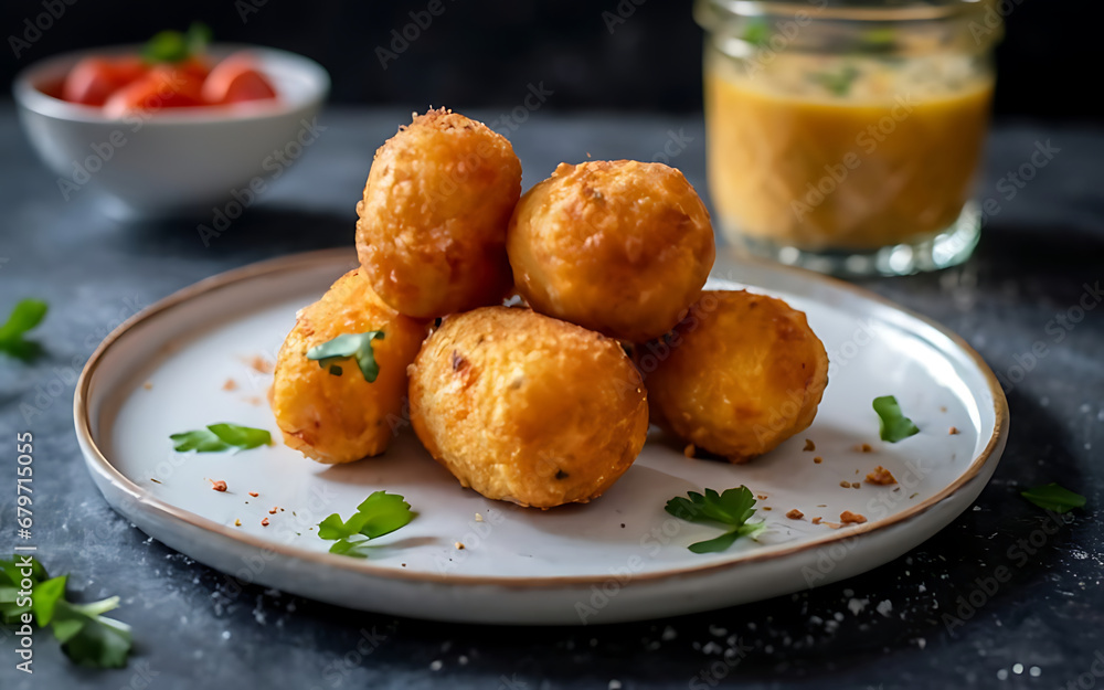 Capture the essence of Croquetas in a mouthwatering food photography shot Generative AI