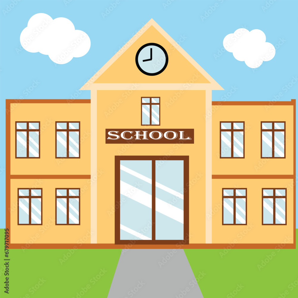 School building in flat style. Vector Illustration. School building in flat style. Vector Illustration.