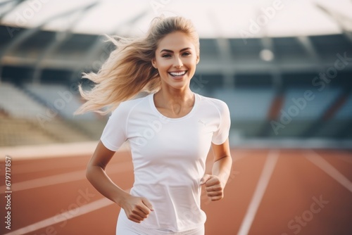 athletic woman working out and running outdoors and doing fitness exercises. healthy jogging and running concept