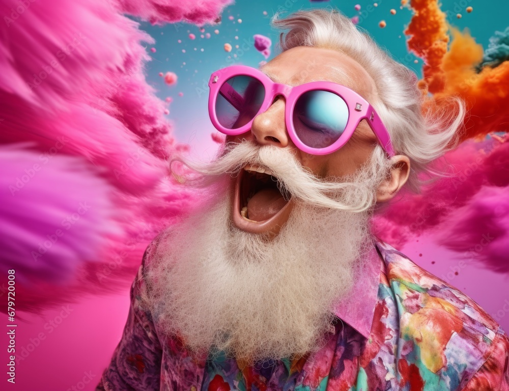 The Cool Bearded Man Rocking Pink Shades on a Sunny Day The Cool Bearded Man Rocking Pink Shades on a Sunny Day