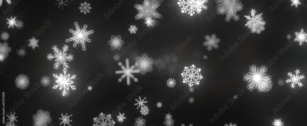 Snowflakes - Abstract Gold Star Falling Soft Focus Background, 3D rendering.