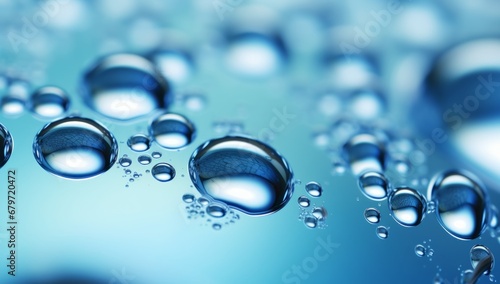 Close-Up of Glistening Water Droplets on Vibrant Blue Background