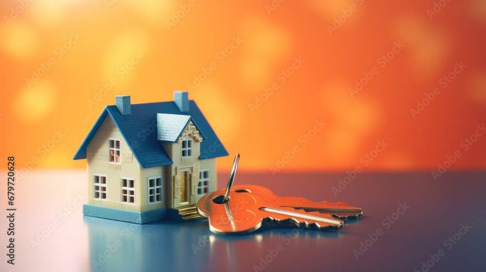 Φωτογραφία a house shaped keychain with a house model on top of it and a pair of keys in front of it